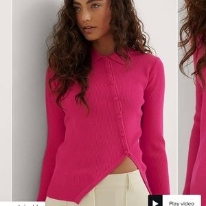 Diagonal Buttoned Knitted Cardigan